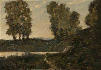 HENRI-JOSEPH HARPIGNIES (Valenciennes 1819-1916 Saint-Privé) Le Petit Rivière.